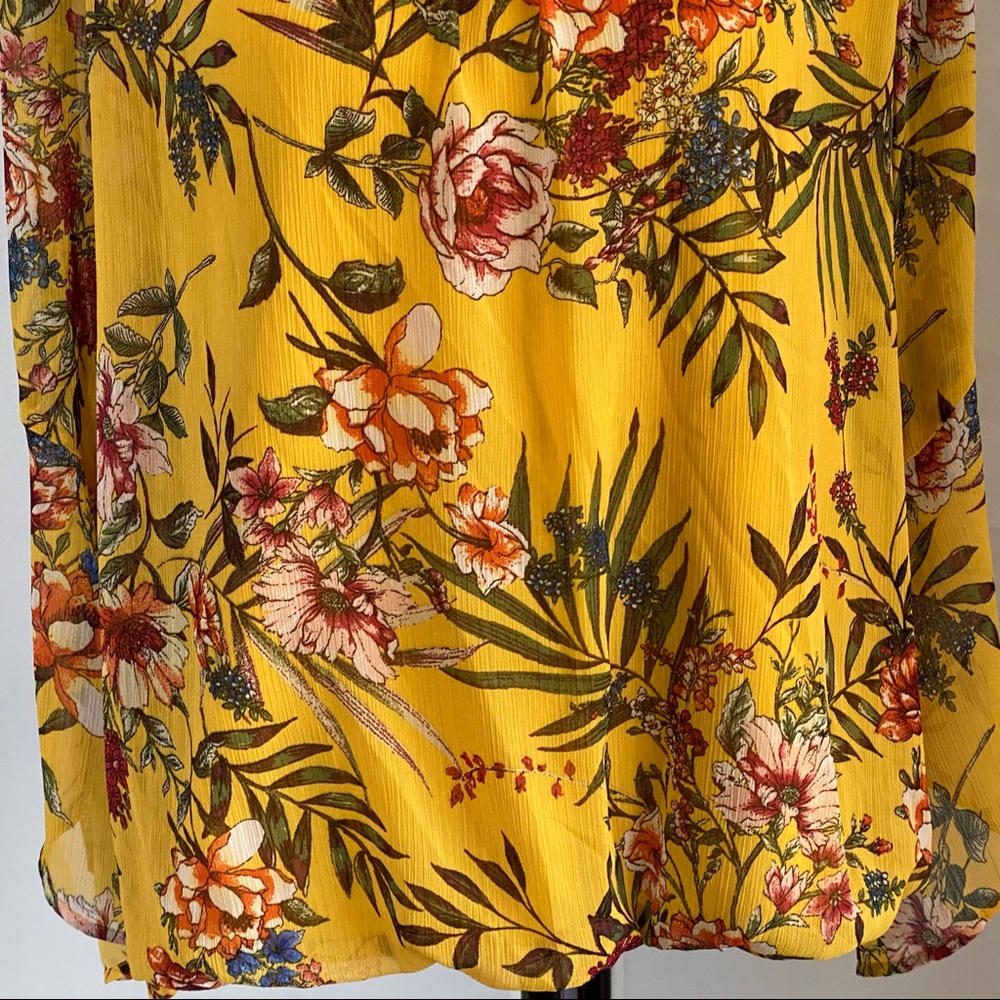 ALYX Yellow Floral Print Woven Blouse Sz XL - Picture 13 of 15